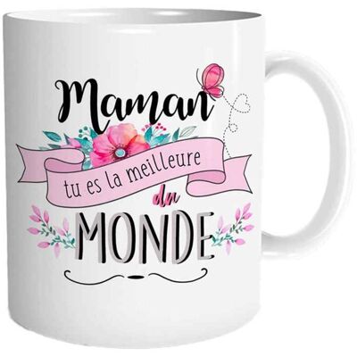 Mug - NO NAME - Maman tu es la meilleure du monde - Porcelaine/Céramique/Grès - Enfant - Cylindrique Blanc - Publicité Mug - NO NAME - Maman tu es la meilleure du monde - Porcelaine/Céramique/Grès - Enfant - Cylindrique Blanc - Publicité