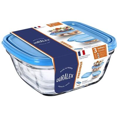 ECODIS Set de 3 saladiers en verre avec couvercle Blanc - Publicité ECODIS Set de 3 saladiers en verre avec couvercle Blanc - Publicité