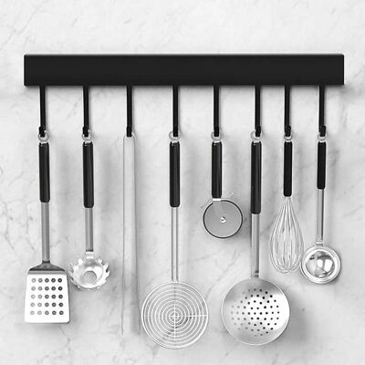 Porte Casserole Mural Cuisinepour Suspendre Les Ustensiles de CuisineBarre à Accrocher des Rail Support 40cm avec 8 Crochets Noir - Publicité Porte Casserole Mural Cuisinepour Suspendre Les Ustensiles de CuisineBarre à Accrocher des Rail Support 40cm avec 8 Crochets Noir - Publicité