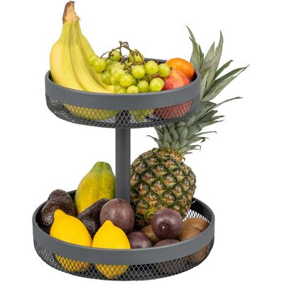 eluno porte-objets corbeille à pain ronde 2 étages coupe à fruits corbeille à fruits en métal gris - Publicité eluno porte-objets corbeille à pain ronde 2 étages coupe à fruits corbeille à fruits en métal gris - Publicité