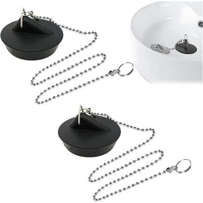 VITDIPY 2 Pièces Bouchon Dévier Caoutchouc Noir Avec Chaîne à Billes Pour Cuisine Et Salle De Bain - Publicité VITDIPY 2 Pièces Bouchon Dévier Caoutchouc Noir Avec Chaîne à Billes Pour Cuisine Et Salle De Bain - Publicité