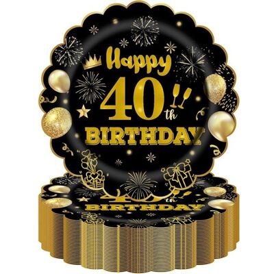 KJEHOME Lot de 50 assiettes en carton jetables pour fête anniversaire 40 ans 1778 cm noir et doré dessert fête Taille 40 Noir - Publicité KJEHOME Lot de 50 assiettes en carton jetables pour fête anniversaire 40 ans 1778 cm noir et doré dessert fête Taille 40 Noir - Publicité