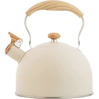 Bouilloire sifflante 2.5L acier inox induction gaz facile à nettoyer beige YYV - Publicité Bouilloire sifflante 2.5L acier inox induction gaz facile à nettoyer beige YYV - Publicité