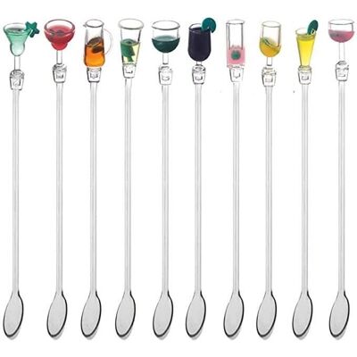 ROCK Agitateurs de boissons colorés baguettes de cocktail de 23 cm(10 cuillères de mélange) - Publicité ROCK Agitateurs de boissons colorés baguettes de cocktail de 23 cm(10 cuillères de mélange) - Publicité