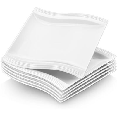 Assiette - MALACASA - Série FLORA - Lot de 6 - Porcelaine - 10.25 pouces - Compatible lave-vaisselle Blanc - Publicité Assiette - MALACASA - Série FLORA - Lot de 6 - Porcelaine - 10.25 pouces - Compatible lave-vaisselle Blanc - Publicité