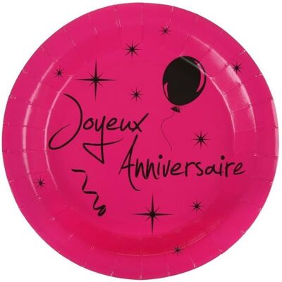 SANTEX Assiette Joyeux Anniversaire fuchsia Rose - Publicité SANTEX Assiette Joyeux Anniversaire fuchsia Rose - Publicité