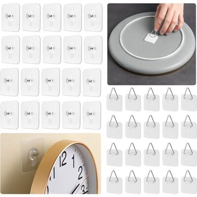 DOK Crochets adhésifs pour tableaux 40 pièces fixation murale sans perçage pour accrocher cadres ustensiles de cuisine etc. Publicité DOK Crochets adhésifs pour tableaux 40 pièces fixation murale sans perçage pour accrocher cadres ustensiles de cuisine etc. Publicité