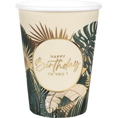 2 Lots de 10 Gobelets en carton anniversaire Jungle tropicale: Happy Birthday 27cl REF/8533 Beige - Publicité 2 Lots de 10 Gobelets en carton anniversaire Jungle tropicale: Happy Birthday 27cl REF/8533 Beige - Publicité