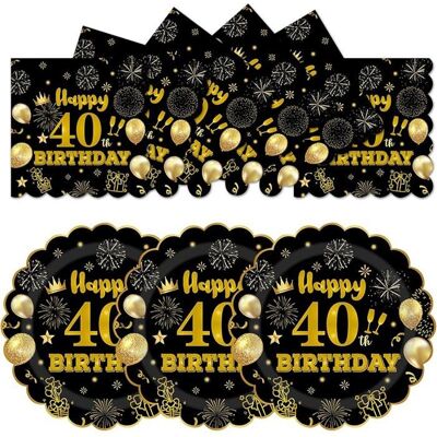 KJEHOME Lot de 50 assiettes et serviettes en carton jetables pour fête anniversaire 40 ans 1778 cm noires et Taille 40 Jaune - Publicité KJEHOME Lot de 50 assiettes et serviettes en carton jetables pour fête anniversaire 40 ans 1778 cm noires et Taille 40 Jaune - Publicité