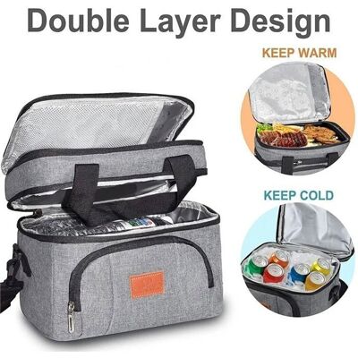 SANS MARQUE Sac isotherme repas 33×26×29 cm – grande capacité garde chaud/frais étanche sangle réglable – gris Gris - Publicité SANS MARQUE Sac isotherme repas 33×26×29 cm – grande capacité garde chaud/frais étanche sangle réglable – gris Gris - Publicité