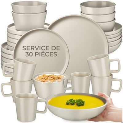 Service de vaisselle - TECTAKE - Service de vaisselle UNA en grès composé de 30 pièces pour 6 personnes style urbain - Taupe Marron - Publicité Service de vaisselle - TECTAKE - Service de vaisselle UNA en grès composé de 30 pièces pour 6 personnes style urbain - Taupe Marron - Publicité