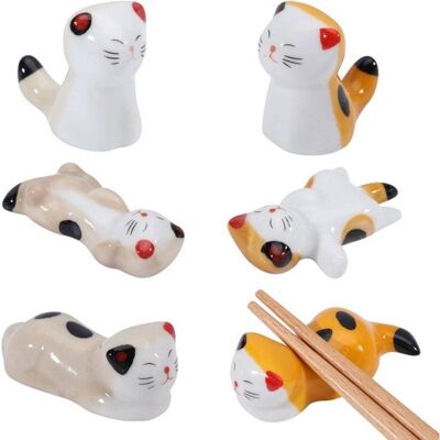 Lot De 6 Repose-Baguettes Chat En Céramique Porte-Baguettes Sushi Décoration De Table Jaune/Beige 63 Cm - Publicité Lot De 6 Repose-Baguettes Chat En Céramique Porte-Baguettes Sushi Décoration De Table Jaune/Beige 63 Cm - Publicité