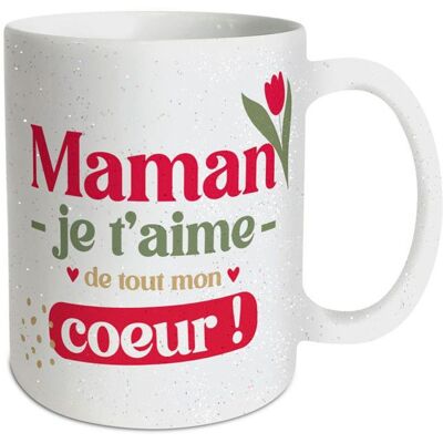 HUMOUR Mug Maman Je Taime Paillettes Blanc - Publicité HUMOUR Mug Maman Je Taime Paillettes Blanc - Publicité