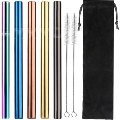 Paille en Métal - ZGEER - Réutilisables - Acier Inoxydable - 8 pièces - 215x12mm - Publicité Paille en Métal - ZGEER - Réutilisables - Acier Inoxydable - 8 pièces - 215x12mm - Publicité