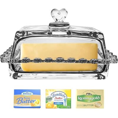 MICH Beurrier Verre Couvercle Boîte Beurre Rectangulaire Sans BPA Matériau Durable Cuisine - Publicité MICH Beurrier Verre Couvercle Boîte Beurre Rectangulaire Sans BPA Matériau Durable Cuisine - Publicité