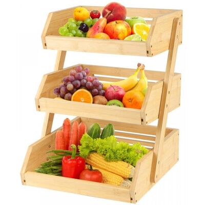 Corbeille à Fruits en Bambou 3 Niveaux - LVHCMFOHM - Support de Rangement pour Fruits Légumes - 30x33x41 cm - Naturel Beige - Publicité Corbeille à Fruits en Bambou 3 Niveaux - LVHCMFOHM - Support de Rangement pour Fruits Légumes - 30x33x41 cm - Naturel Beige - Publicité