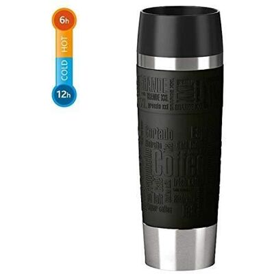 Mug isotherme - EMSA - 515615 - 500ml - 100% hermétique - Silicone noir Noir - Publicité Mug isotherme - EMSA - 515615 - 500ml - 100% hermétique - Silicone noir Noir - Publicité