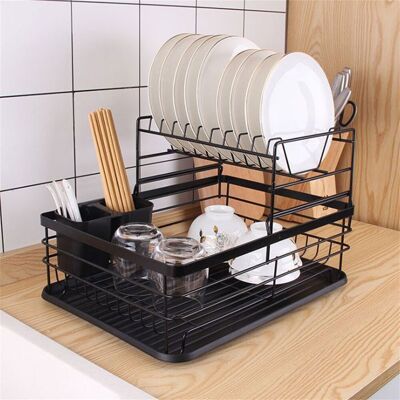 NECHE Egoutoire VaisselleÉgouttoir à Vaisselle Cuisine à 2 Niveaux en INOX avec Porte-ustensiles43x32x27cm Noir - Publicité NECHE Egoutoire VaisselleÉgouttoir à Vaisselle Cuisine à 2 Niveaux en INOX avec Porte-ustensiles43x32x27cm Noir - Publicité