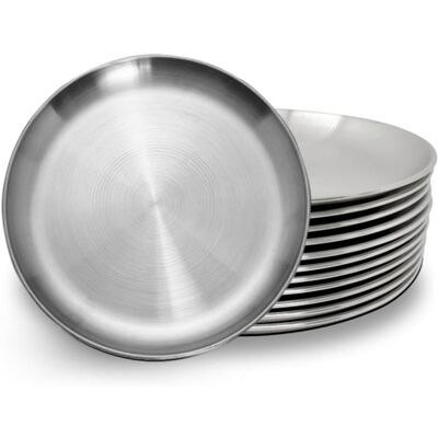DMI Lot de 12 Assiettes Acier Inoxydable 20.3 cm - Légères Incassables Lave-Vaisselle Sans BPA Non Toxiques pour Tous Jours - Publicité DMI Lot de 12 Assiettes Acier Inoxydable 20.3 cm - Légères Incassables Lave-Vaisselle Sans BPA Non Toxiques pour Tous Jours - Publicité