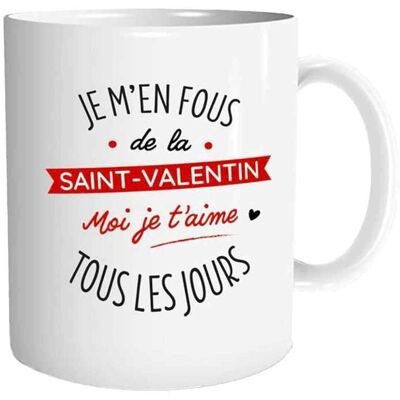 Mug - JOUR DE FETE - Je men fous de la Saint-Valentin - Céramique - Blanc - Compatible lave-vaisselle Blanc - Publicité Mug - JOUR DE FETE - Je men fous de la Saint-Valentin - Céramique - Blanc - Compatible lave-vaisselle Blanc - Publicité