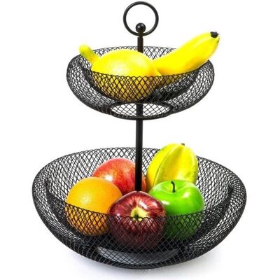 AMOUNE Grande Corbeille A Fruits 2 Etages Panier de Fruit Fruits en Métal Casier À Fruits Support À Fruits-Noir Noir - Publicité AMOUNE Grande Corbeille A Fruits 2 Etages Panier de Fruit Fruits en Métal Casier À Fruits Support À Fruits-Noir Noir - Publicité