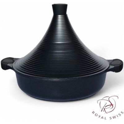 Tajine - ROYAL SWISS - Aluminium Noir - Ø 32 cm - 5 litres - Couvercle en forme de cône Noir - Publicité Tajine - ROYAL SWISS - Aluminium Noir - Ø 32 cm - 5 litres - Couvercle en forme de cône Noir - Publicité