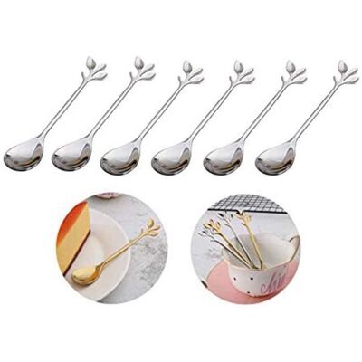 Cuillère à caféCuillère à Dessert en Acier inoxydableCuillère à café cadeaucuillère à dessert design branchepour thélait6pcs Noir - Publicité Cuillère à caféCuillère à Dessert en Acier inoxydableCuillère à café cadeaucuillère à dessert design branchepour thélait6pcs Noir - Publicité