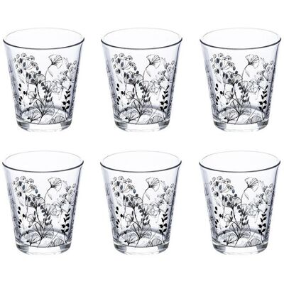 SECRET DE GOURMET Lot de 6 Gobelets en Verre White Floral 33cl Transparent - Publicité SECRET DE GOURMET Lot de 6 Gobelets en Verre White Floral 33cl Transparent - Publicité
