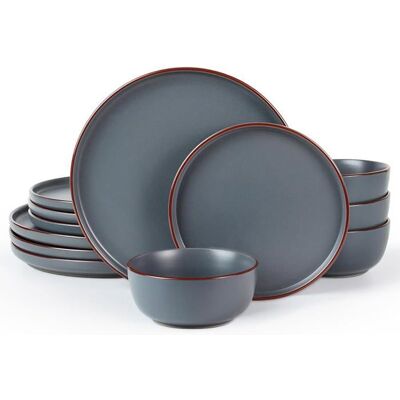 AUTREMENT Service de Table 12 Pièces Céramique pour 4 Personnes avec Assiettes et Bols Gris Anthracite M-Service pour 4 M-SERVICE SALADIER Gris - Publicité AUTREMENT Service de Table 12 Pièces Céramique pour 4 Personnes avec Assiettes et Bols Gris Anthracite M-Service pour 4 M-SERVICE SALADIER Gris - Publicité