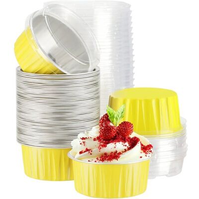 Ramequins Jetables en Aluminium avec Couvercle – 50 Pièces de 150 ml pour Crème Brûlée Muffins Cupcakes et Desserts – Résistants - Publicité Ramequins Jetables en Aluminium avec Couvercle – 50 Pièces de 150 ml pour Crème Brûlée Muffins Cupcakes et Desserts – Résistants - Publicité