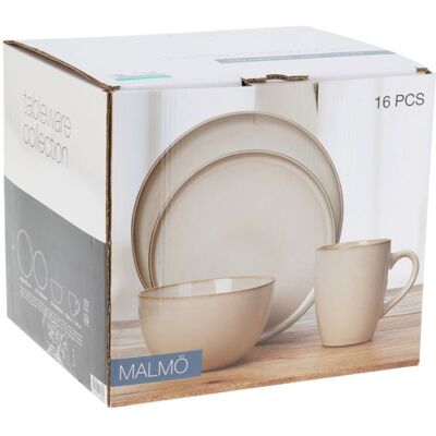 EXCELLENT Set dassiettes à manger en grès 16 pièces beige KO-Q97001200 Beige - Publicité EXCELLENT Set dassiettes à manger en grès 16 pièces beige KO-Q97001200 Beige - Publicité