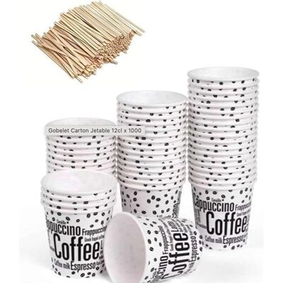 Gobelets à café jetables - Joriselection - 120 ml - 100 unités - Agitateurs en bois - Maison - Publicité Gobelets à café jetables - Joriselection - 120 ml - 100 unités - Agitateurs en bois - Maison - Publicité