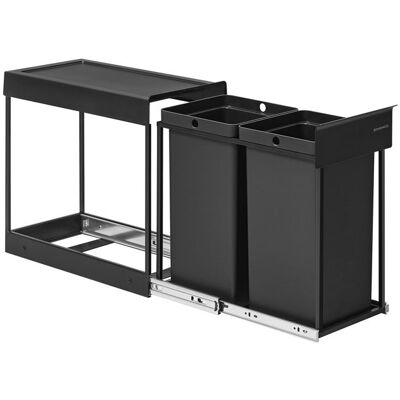 Poubelle de Cuisine Extractible - SONGMICS - 2 x 15 L - Noir - Coulissement Doux Noir - Publicité Poubelle de Cuisine Extractible - SONGMICS - 2 x 15 L - Noir - Coulissement Doux Noir - Publicité