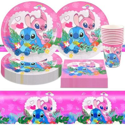 Assiettes Jetables - Lilo Stitch - Kit Vaisselle Anniversaire - 10 Assiettes - 10 Gobelets - 10 Serviettes Blanc - Publicité Assiettes Jetables - Lilo Stitch - Kit Vaisselle Anniversaire - 10 Assiettes - 10 Gobelets - 10 Serviettes Blanc - Publicité