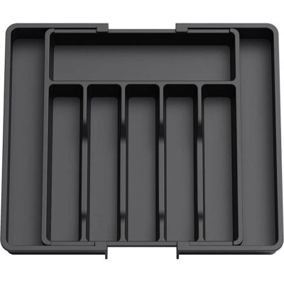 Range Couverts - NO NAME - Extensible - Noir - PP sans BPA - 8 Compartiments Noir - Publicité Range Couverts - NO NAME - Extensible - Noir - PP sans BPA - 8 Compartiments Noir - Publicité