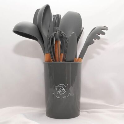 Set dustensiles de cuisine Royal Swiss 12 pièces Gris - Publicité Set dustensiles de cuisine Royal Swiss 12 pièces Gris - Publicité