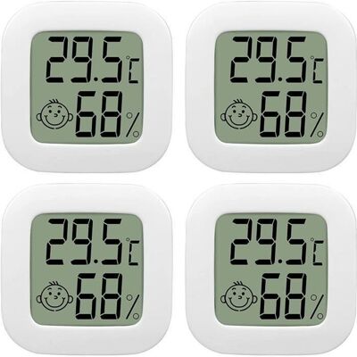 NO NAME 4 Pack Thermometre Interieur Mini LCD Thermomètre Hygrometre Haute Précision Moniteur avec Air icône pour Cuisine Chambre de Bébé - Publicité NO NAME 4 Pack Thermometre Interieur Mini LCD Thermomètre Hygrometre Haute Précision Moniteur avec Air icône pour Cuisine Chambre de Bébé - Publicité