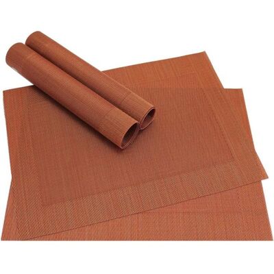BGHYHYHI Set de 4 sets de table americain bORDA cuivre tissé en plastique terracotta 46 x 33 cm lavable Orange - Publicité BGHYHYHI Set de 4 sets de table americain bORDA cuivre tissé en plastique terracotta 46 x 33 cm lavable Orange - Publicité