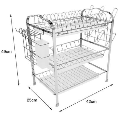 YGONGMYL Égouttoir à vaisselle en Acier inox Qualité supérieure 3 Niveaux 3 Égouttoir amovible Porte-couverts - 42 x25 x49 cm - Publicité YGONGMYL Égouttoir à vaisselle en Acier inox Qualité supérieure 3 Niveaux 3 Égouttoir amovible Porte-couverts - 42 x25 x49 cm - Publicité