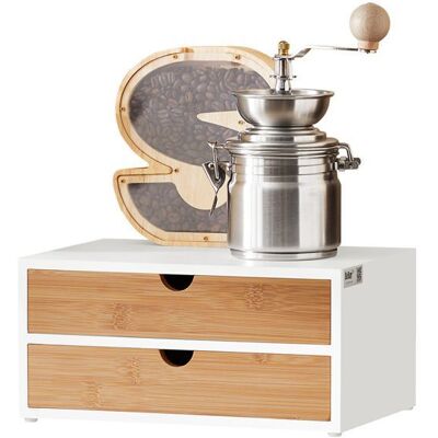 SOBUY Boîte à Capsules de Café avec 2 Tiroirs en MDF et Bambou Rangement Café Thé et Papeterie Organiseur de Bureau 30 x 20 x 14 cm Blanc - Publicité SOBUY Boîte à Capsules de Café avec 2 Tiroirs en MDF et Bambou Rangement Café Thé et Papeterie Organiseur de Bureau 30 x 20 x 14 cm Blanc - Publicité