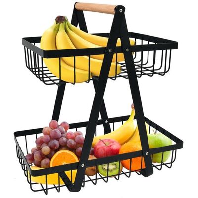LITREVE Porte-fruits à 2 Niveaux Panier de Fruit et Legumes Détachable Panier à Pain Porte-légumes Corbeille à Fruits 32 x 18 x 30 cm Noir - Publicité LITREVE Porte-fruits à 2 Niveaux Panier de Fruit et Legumes Détachable Panier à Pain Porte-légumes Corbeille à Fruits 32 x 18 x 30 cm Noir - Publicité