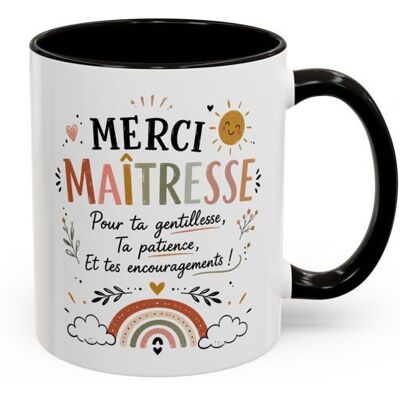 TEECUSTOM Tasse Merci Maîtresse – Mug Bohème Arc-en-Ciel – Cadeau Maîtresse École Femme 325ml: 11oz / Black - Publicité TEECUSTOM Tasse Merci Maîtresse – Mug Bohème Arc-en-Ciel – Cadeau Maîtresse École Femme 325ml: 11oz / Black - Publicité