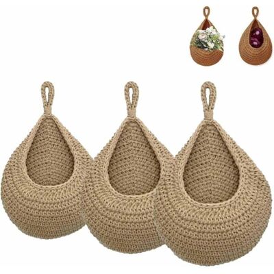 HODE 3Pcs Corbeille A Fruit SuspenduePanier de Fruits et Legumes Suspendu Au MurPanier Mural en Jute Tressé à La Main en Forme de Gou - Publicité HODE 3Pcs Corbeille A Fruit SuspenduePanier de Fruits et Legumes Suspendu Au MurPanier Mural en Jute Tressé à La Main en Forme de Gou - Publicité