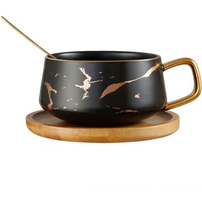 Ensemble de tasses à café - BEIJIYI - Céramique et bois - 2 pièces - Doré - Classique - Publicité Ensemble de tasses à café - BEIJIYI - Céramique et bois - 2 pièces - Doré - Classique - Publicité