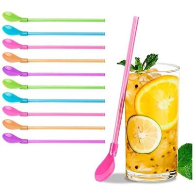 10 Pcs Cuillère Paille Reutilisable 2 en 1 paille reutilisable Paille Smoothie paille bubble tea Pailles Reutilisable Parfait - Publicité 10 Pcs Cuillère Paille Reutilisable 2 en 1 paille reutilisable Paille Smoothie paille bubble tea Pailles Reutilisable Parfait - Publicité