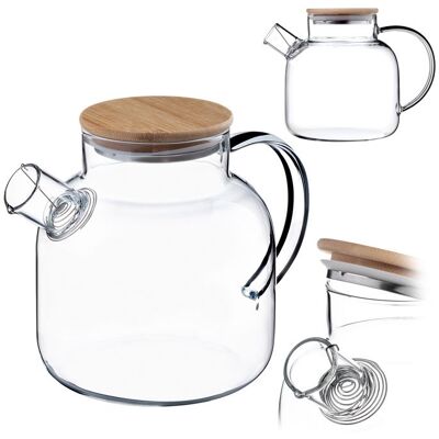 KADAX Carafe en Verre Borosilicate avec Couvercle Bambou et Filtre Intégré 15L - Publicité KADAX Carafe en Verre Borosilicate avec Couvercle Bambou et Filtre Intégré 15L - Publicité