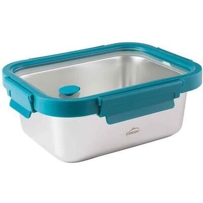 FORTUNAT Boite rectangulaire - LACOR - Inox - Etern - 0.8 L - Couvercle en verre avec valve - Joint en silicone Bleu - Publicité FORTUNAT Boite rectangulaire - LACOR - Inox - Etern - 0.8 L - Couvercle en verre avec valve - Joint en silicone Bleu - Publicité
