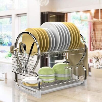 YIS Égouttoir à Vaisselle 2 Niveaux avec Panneaux de Drainage Amovibles Égouttoir Vaisselle en Acier inox - Argent 40 x24 x38 cm Gris - Publicité YIS Égouttoir à Vaisselle 2 Niveaux avec Panneaux de Drainage Amovibles Égouttoir Vaisselle en Acier inox - Argent 40 x24 x38 cm Gris - Publicité
