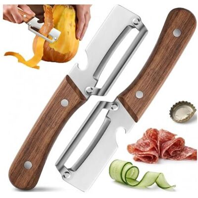 NOBRAND 3-in-1 Multifunctional Peeler - Vegetable Peeler with Solid Wood Handle Versatile Peeler(Delicatess/Vegetables) (2) - Publicité NOBRAND 3-in-1 Multifunctional Peeler - Vegetable Peeler with Solid Wood Handle Versatile Peeler(Delicatess/Vegetables) (2) - Publicité