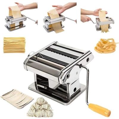 3 EN 1 Machine à Pates Fait Lasagne Spaghetti Tagliatelles à la Main en Acier Inoxydable Argent Gris - Publicité 3 EN 1 Machine à Pates Fait Lasagne Spaghetti Tagliatelles à la Main en Acier Inoxydable Argent Gris - Publicité